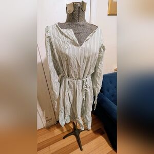 Striped Cotton Green and White Dress